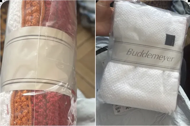 Kits de toalha de copa Buddemeyer ainda na embalagem
