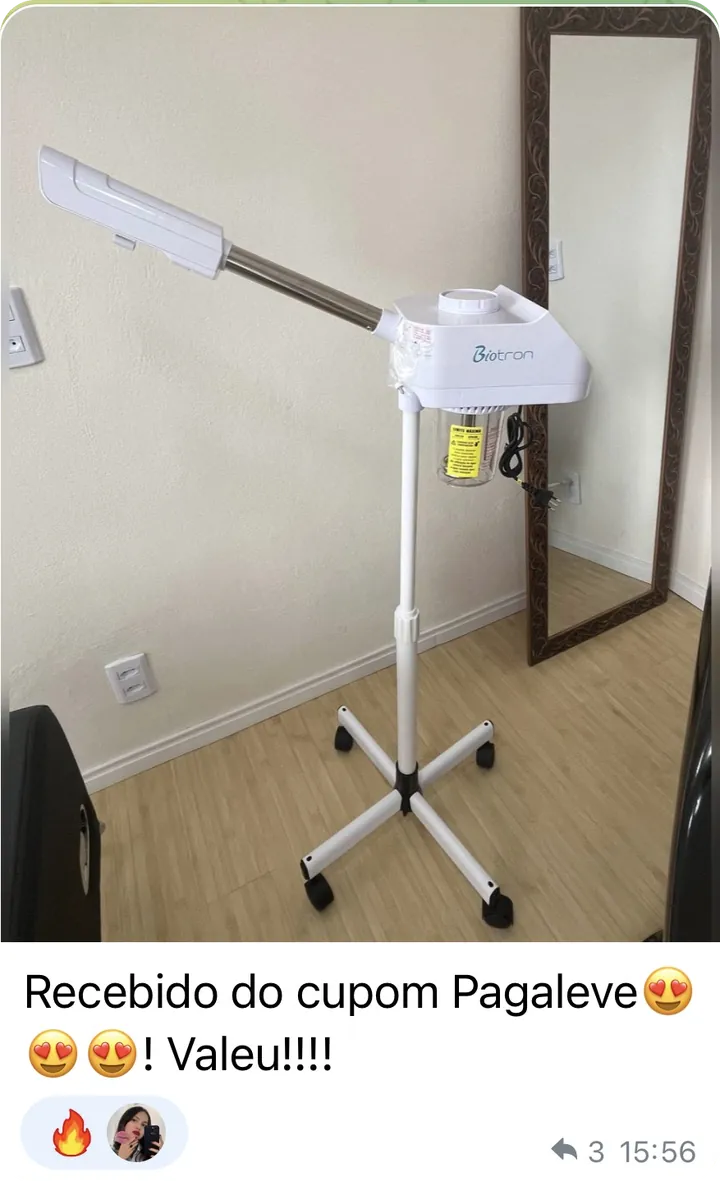 Foto de um vaporizador facial de pedestal montado: “Recebido do cupom Pagaleve! Valeu!!!!”